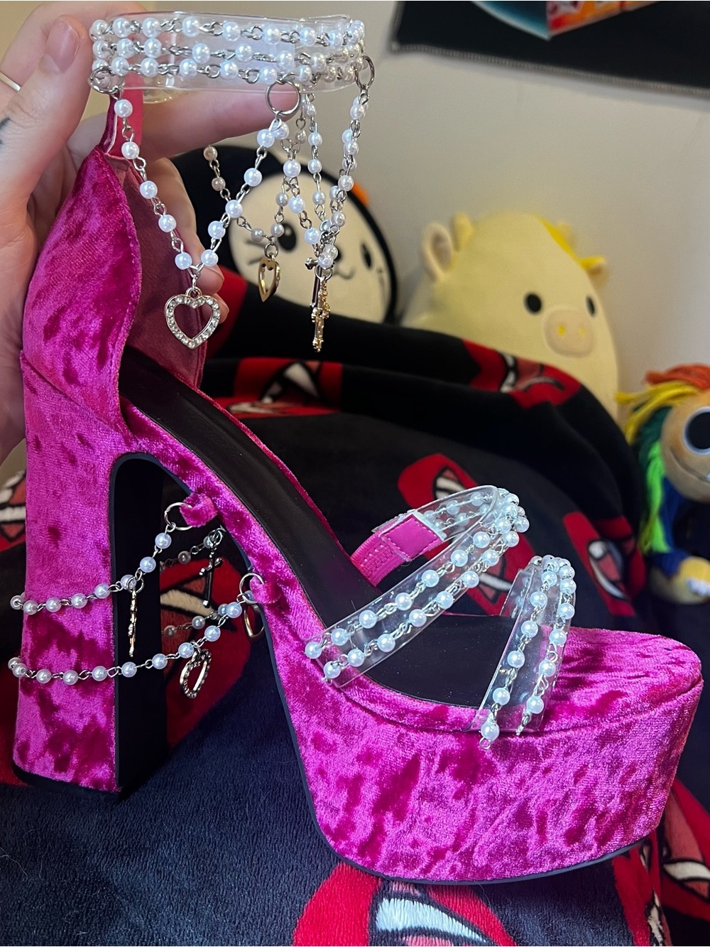 Sugar Thrillz x Dolls Kill - Holy Revelation Platform Heels - Magenta - Picture 8 of 9